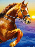 Golden Horse Above Clouds paint by numbers