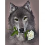 Grey wolf with Flower paint by numbers