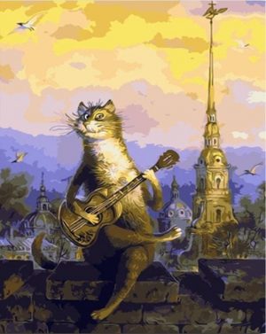 Guitarist Cat paint by numbers