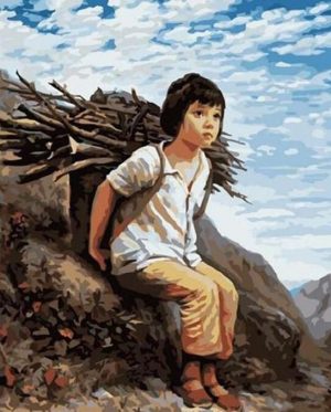 Girl Carrying Firewood Paint By Numbers
