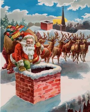 Santa Claus And Reindeers Paint By Numbers