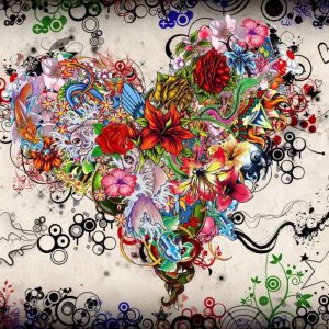 Abstract Floral Heart Paint By Numbers