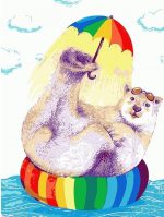 Bear Under Rainbow Umbrella Paint By Numbers