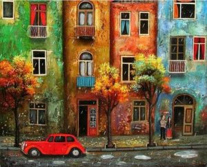 Colorful City Buildings Paint By Numbers
