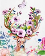 Deer Floral Antlers Paint By Numbers