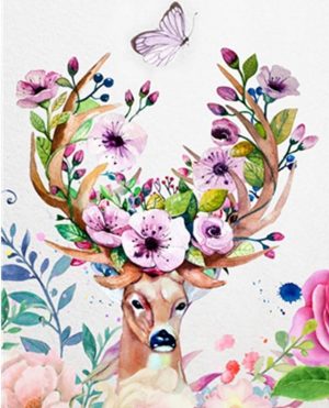 Deer Floral Antlers Paint By Numbers