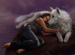 Girl Hugging Wolf Paint By Numbers