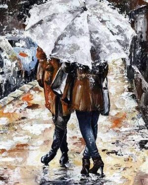 Couple Under Umbrella Paint By Numbers