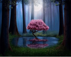 Forest Pink Tree Paint By Numbers