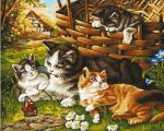 Cat Mother And Kittens Paint By Numbers