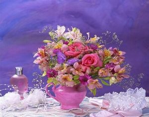 Flowers In Pink Vase Paint By Numbers