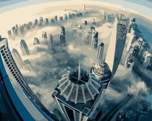 Dubai Skyline Clouds Paint By Numbers