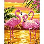 Pink Flamingos At Sunset Paint By Numbers