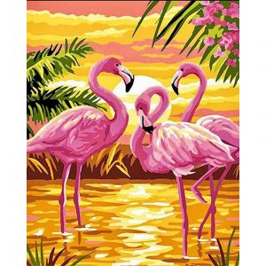Pink Flamingos At Sunset Paint By Numbers