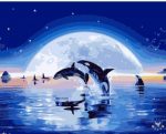 Dolphin at moon Animals Paint By Numbers