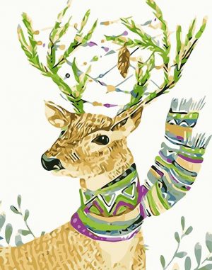 Deer Wearing Scarf Paint By Numbers