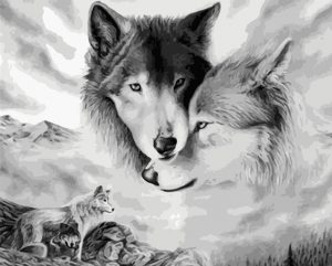 Monochrome Wolves Paint By Numbers