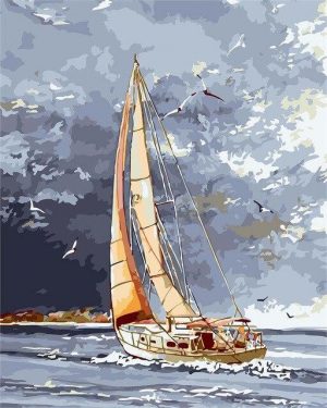 Vintage Sailboat Paint By Numbers