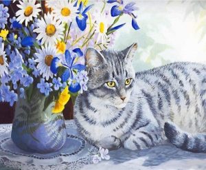 Gray Domestic Cat Paint By Numbers