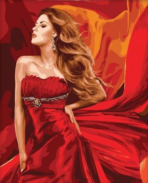 Woman Wearing Red Dress Paint By Numbers