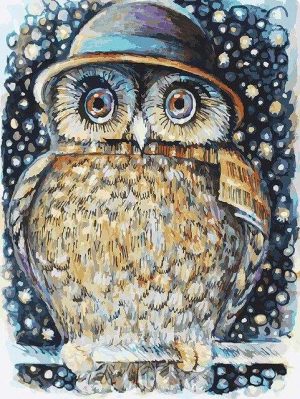 Owl Wearing a Hat Paint By Numbers