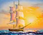 Sailing Boat At Sunset Paint By Numbers