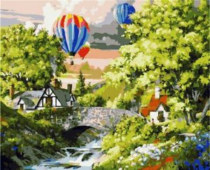 Balloons Over Village Paint By Numbers