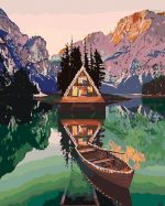 Pragser Wildsee Lake in Night Landscape Paint By Numbers