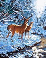 Deer Couple In Snow Paint By Numbers