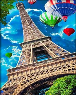 Hot Air Balloons Eiffel Tower Paint By Numbers