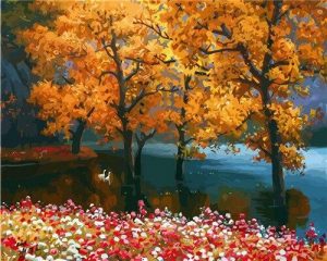 Autumn Trees On Lake Paint By Numbers