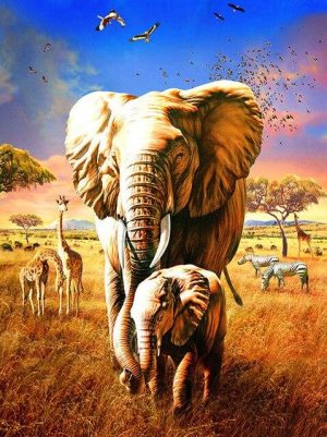 Elephant Mother And Baby Paint By Numbers