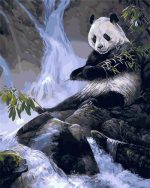 Panda In Waterfall Paint By Numbers
