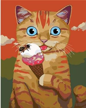 Cat Eating Ice Cream Paint By Numbers