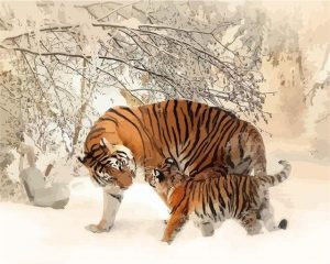 Tiger And Cub Paint By Numbers