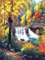 Autumn Jungle Waterfall Paint By Numbers