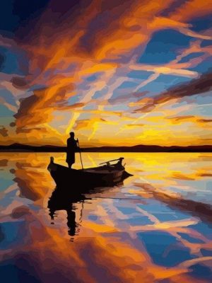 Boat On Lake Paint By Numbers