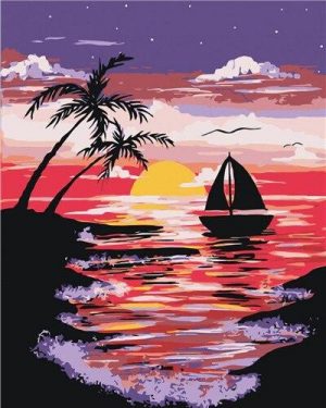 Sailboats In The Sunset Paint By Numbers