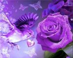 Purple Bird And Rose Paint By Numbers