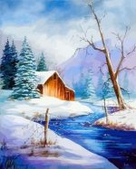 Snow Cabin Paint By Numbers