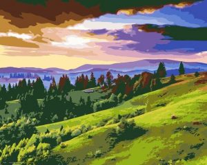 Green Hills Landscape Paint By Numbers