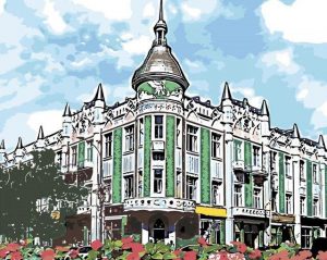 Building on The Corner Street in Buenos Aires Cities Paint By Numbers