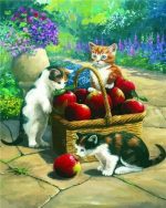 Cats And Apples Basket Paint By Numbers