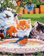 Cats Looking At Bird Paint By Numbers