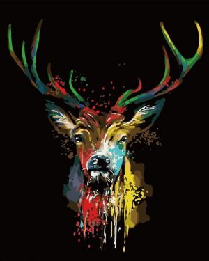 Splatter Deer Head Paint By Numbers
