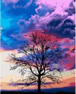 Sunset Dead Tree Silhouette Paint By Numbers