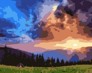 Mountain Sunset Scenery Paint By Numbers