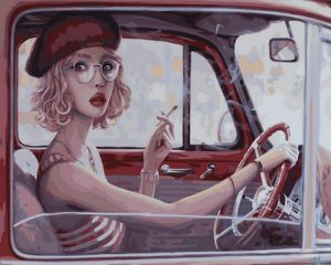Smoking Girl At Car People Paint By Numbers