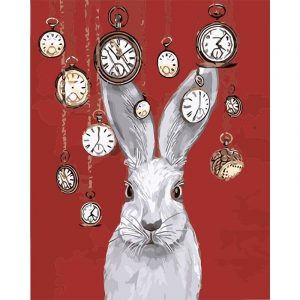White Rabbit And Time Animals Paint By Numbers