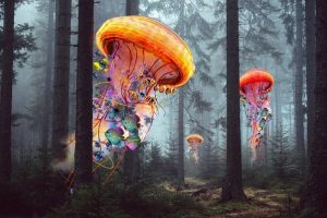 Jellyfish In Forest Paint By Numbers